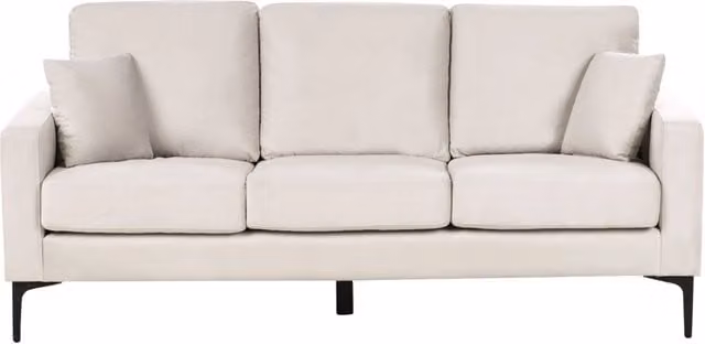 Divano a 3 posti moderno BELIANI in tessuto beige con cuscini e coperture rimovibili L: 183 cm, P: 83 cm, H: 78 cm
