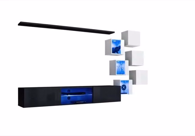 Set mobili da soggiorno SWITCH XXI design, colori nero e bianco.