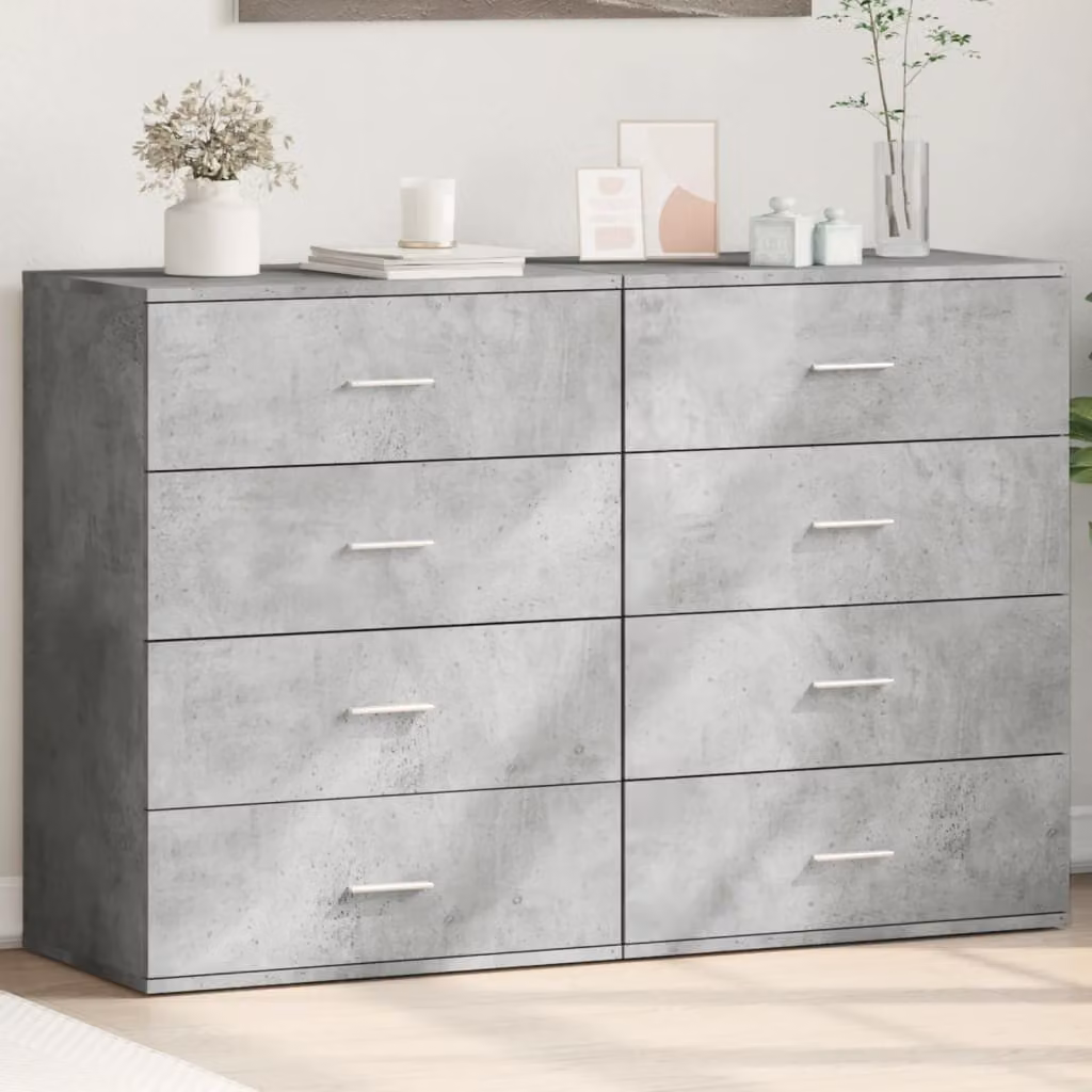 Set di 2 credenze vidaXL moderne in legno multistrato e MDF, colore grigio, L 60 cm x P 39 cm x H 80 cm