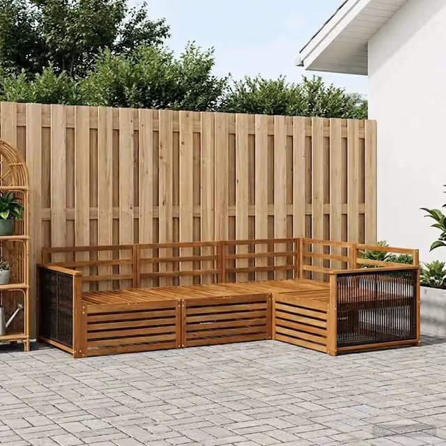 Set di divani da esterno 4 pz Naturale Legno di Acacia Massello 3383292