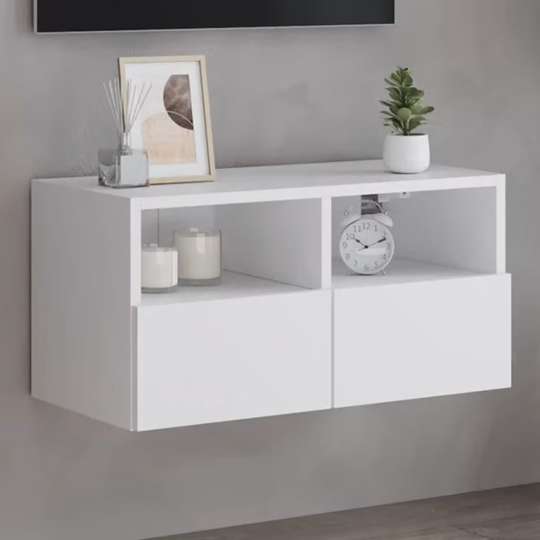 Supporto TV da parete mobile vidaXL Bianco in Legno e MDF L 60 x P 30 x H 30 cm