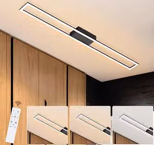 ZMH LED plafoniera nera rettangolare lampada da soggiorno moderna 40 W lampada da camera da letto dimmerabile con telecomando