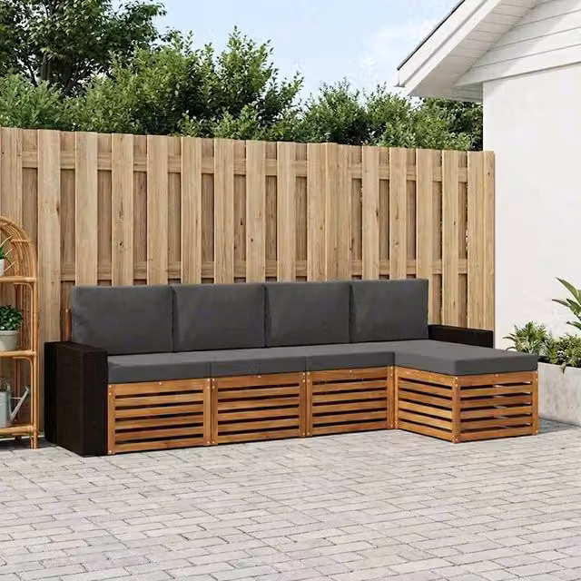 Set di divani da esterno 5 pz Naturale e Antracite 3384243
