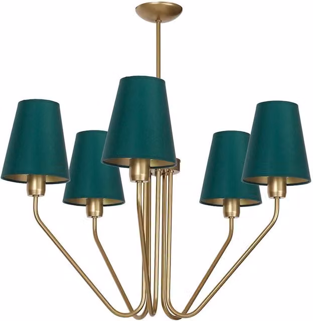 Lampadario 5 luci E27 Victoria MLP4908 verde ottone Milagro