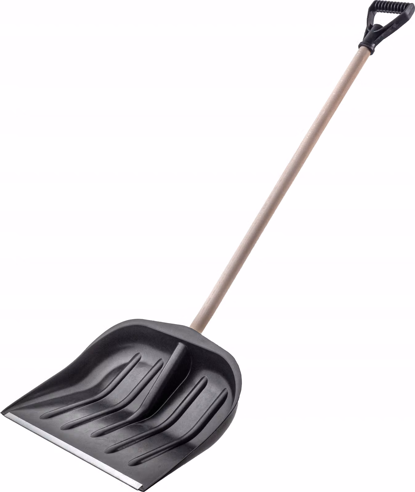 Pala da neve KADAX "Labrol", vanga da neve senza manico con bordo in alluminio e impugnatura ergonomica a D, nera, 45 cm