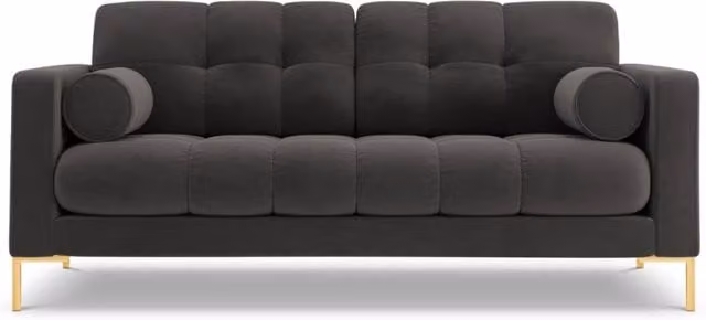 Divano Bali Cosmopolitan Design a 2 posti in velluto grigio scuro con dettagli oro L: 152 cm, P: 75 cm, H: 92 cm – 1