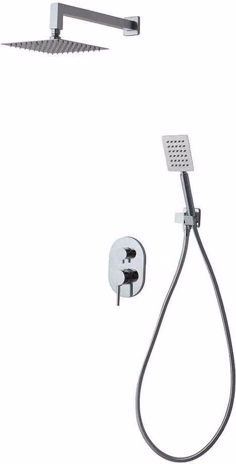 Kit con soffione, manopola doccia, presa acqua, rubinetto cromato 6pz