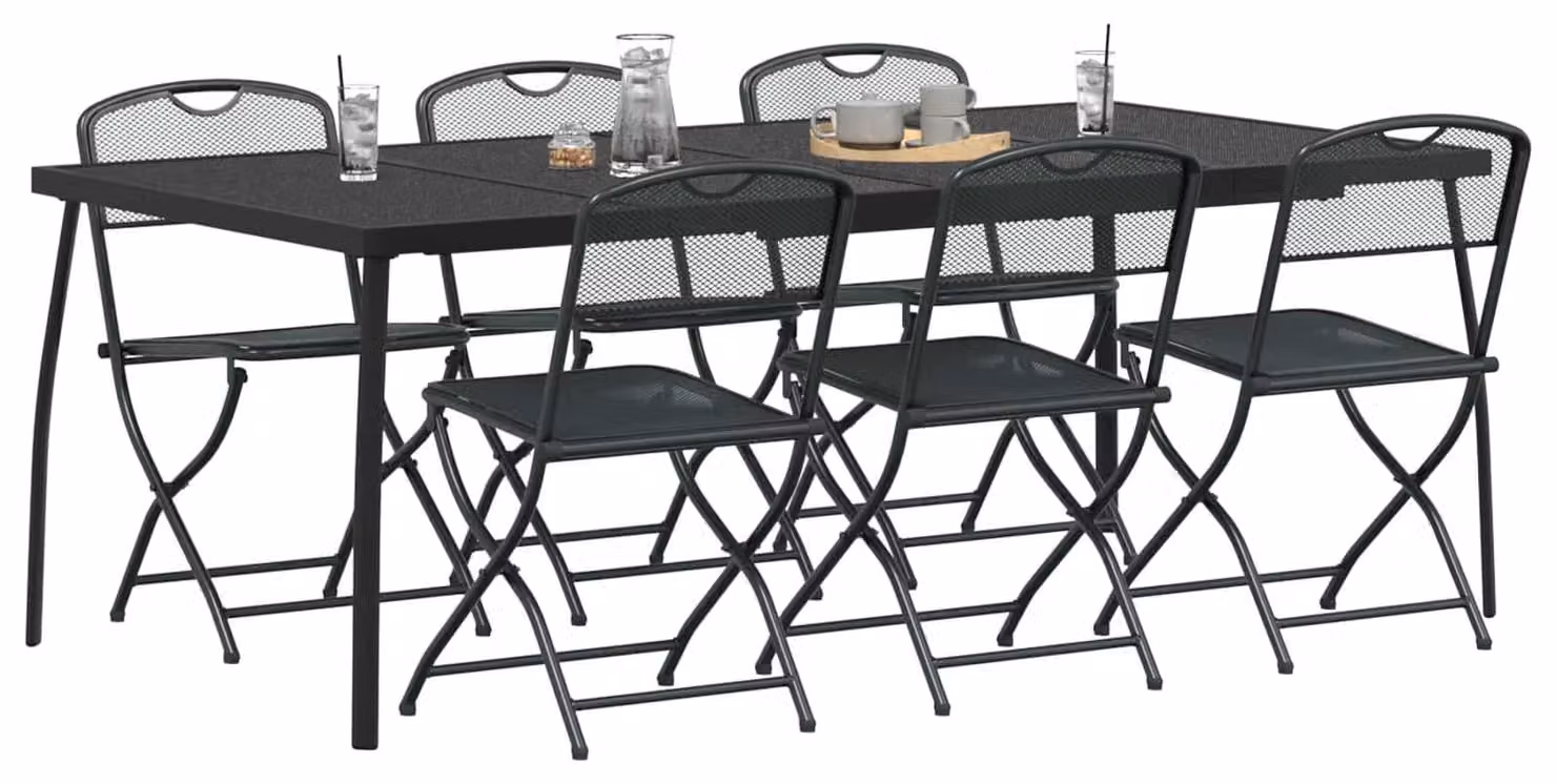 Set di Mobili da Esterno 7 pcs Antracite Ferro e Acciaio