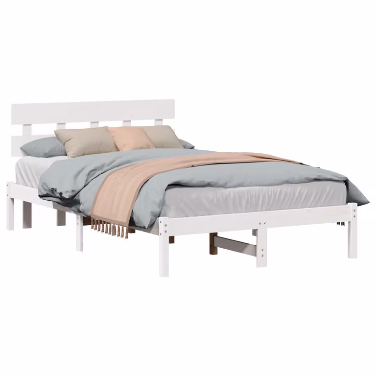 Struttura del letto moderna vidaXL in legno massello di pino bianco L 120 cm x P 200 cm