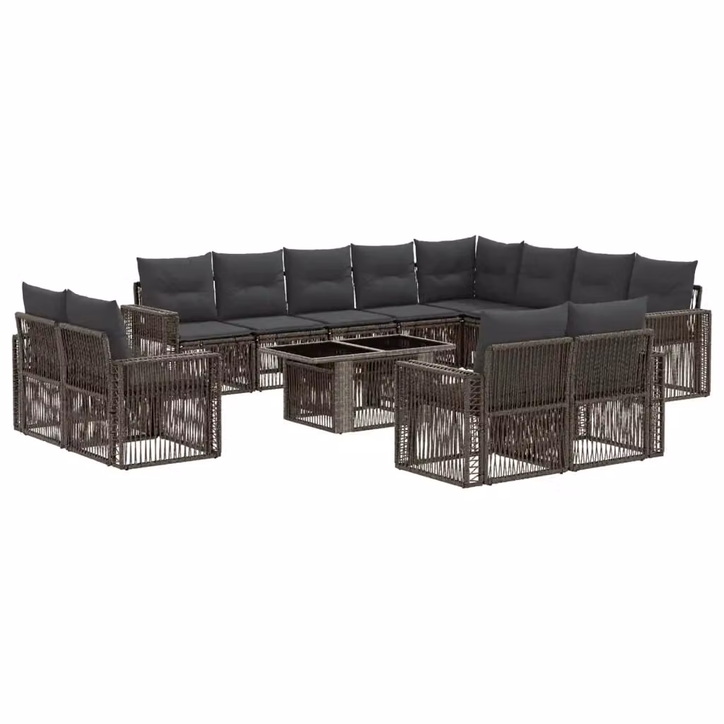 Set Divano da Giardino vidaXL in Polyrattan Grigio con Tavolino e Cuscini a Forma a U – 2