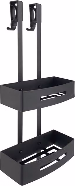 Portaoggetti appendibile Gedy serie POSEIDON con 2 ripiani in acciaio inox AISI 304, Nero Matt, L: 70 cm, P: 24 cm, H: 18,7 cm