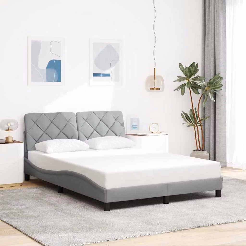 vidaXL Giroletto senza Materasso Grigio Chiaro in Tessuto L/P/H: 140 x 200 cm – 1