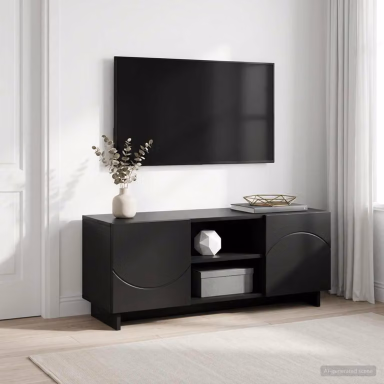 vidaXL Supporto TV Moderno Nero in Legno MDF L: 90 cm, P: 34.5 cm, H: 40 cm