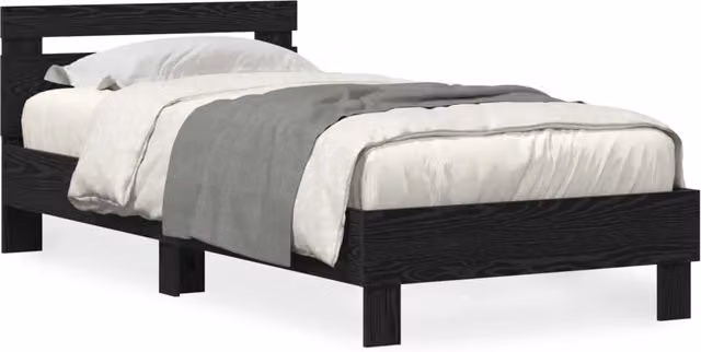 Letto singolo | Letto per adulti | Struttura del letto Rovere Nero 90 x 190 cm Legno multistrato