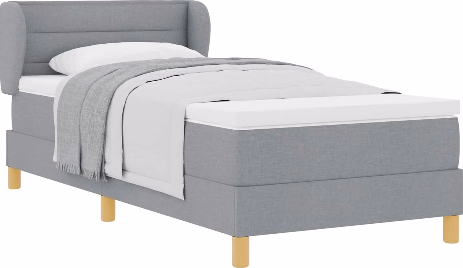 vidaXL Letto a molle con materasso grigio chiaro 90 x 190 cm in tessuto