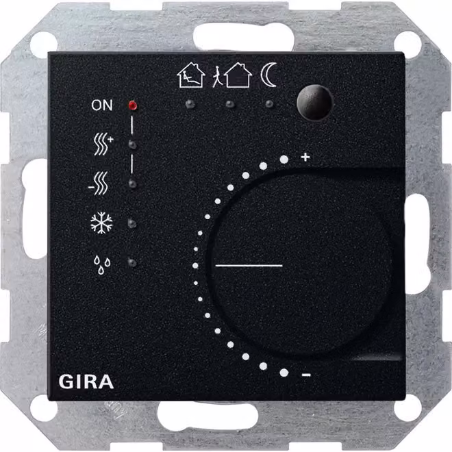 Regolatore continuo Gira, versione a pulsante 4f, sistema KNX 55, nero, codice 2100005
