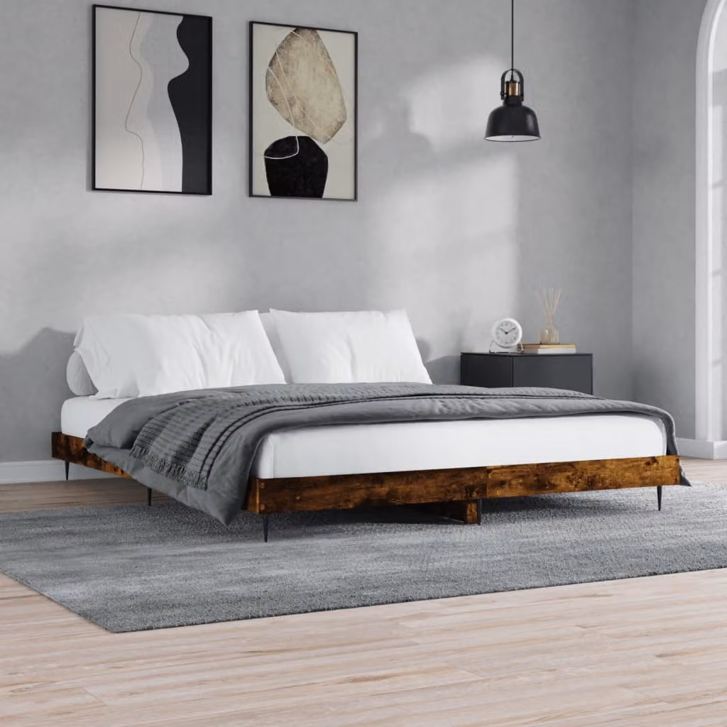 Giroletto senza materasso vidaXL in rovere fumo con doghe fisse L/P: 200 x 200 cm – 1