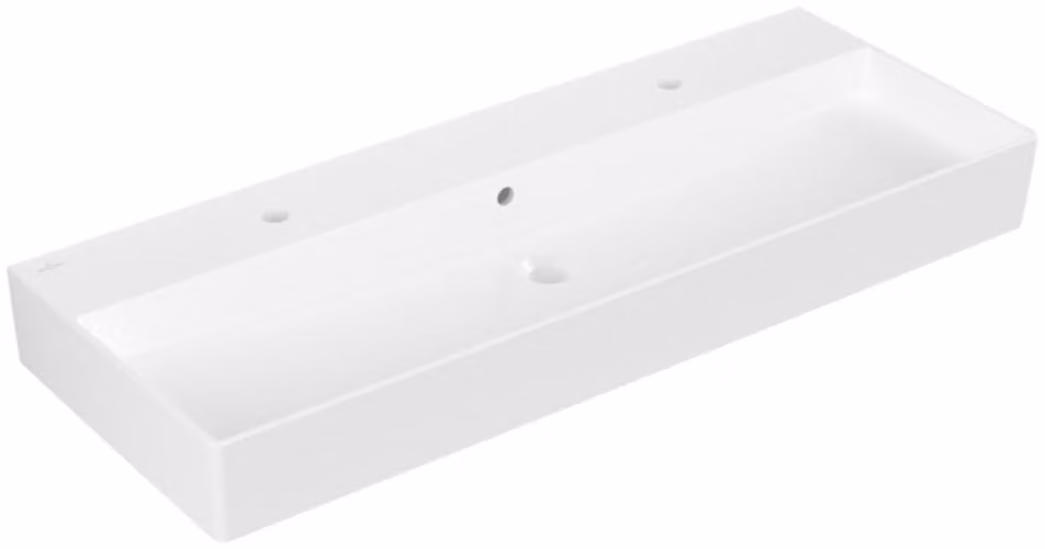 Villeroy & Boch Memento 2.0 lavabo mural, 2 trous pour robinet, avec trop-plein, non poncé, 1200x470mm, 4A22C4RW, 4A22C4RW