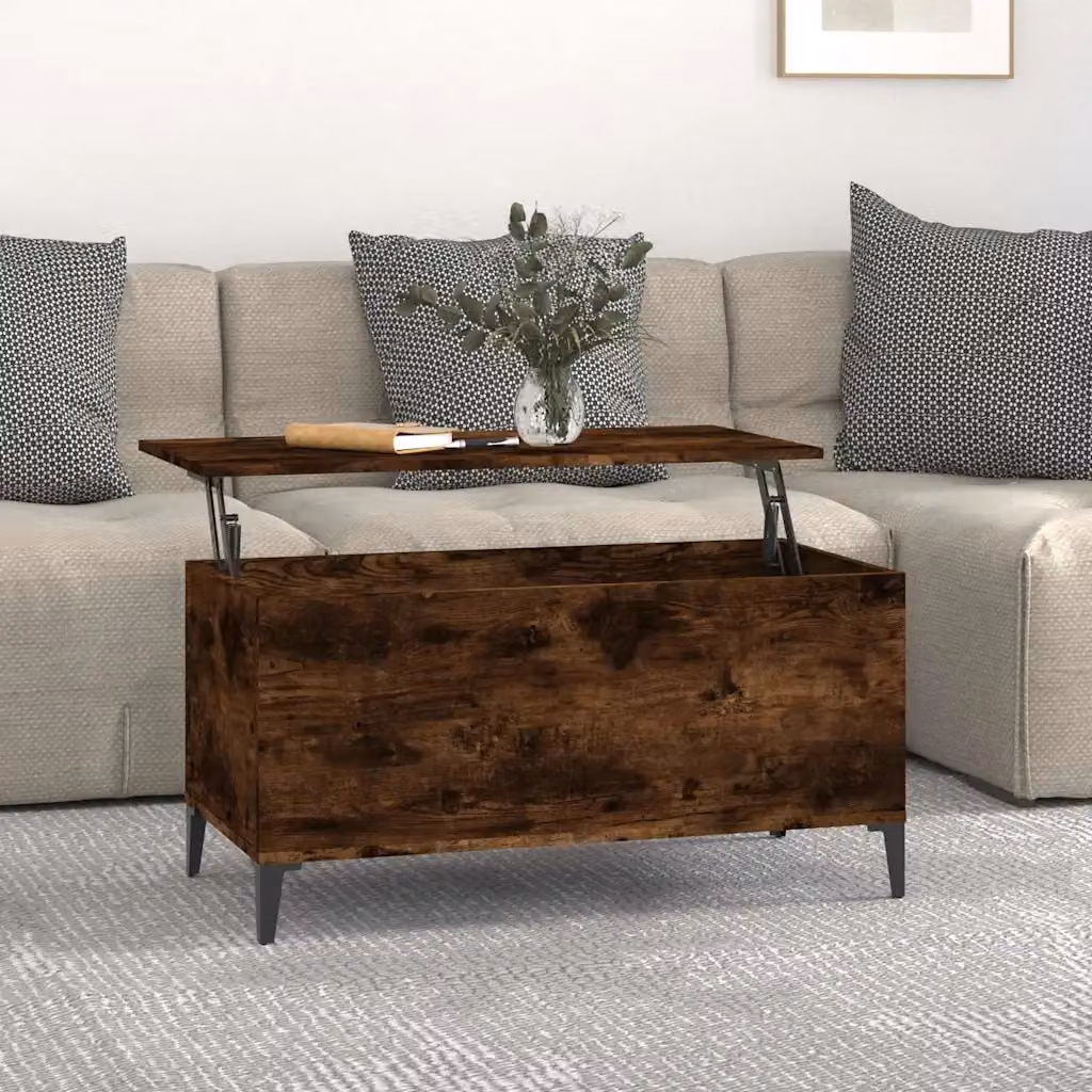 vidaXL Tavolino da Salotto Moderno in Legno e Metallo, Colore Marrone, L 90 cm x P 44,5 cm x H 45 cm