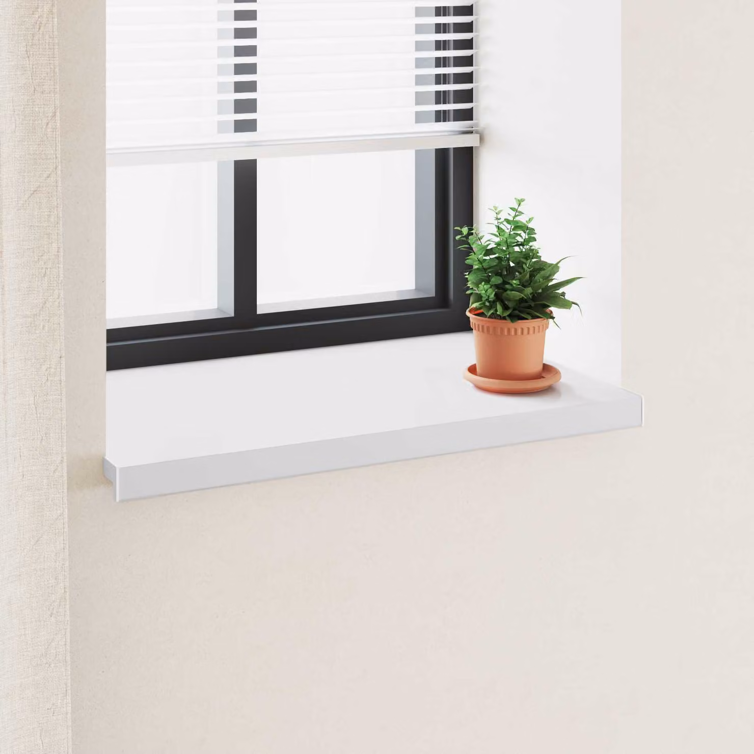 Soglia della finestra vidaXL in PVC bianco L 60 cm x P 50 cm x H 4,5 cm