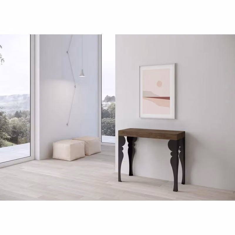 Consolle allungabile Itamoby Paxon Small Premium con telaio antracite e finitura noce, L/P: 90 x 40 cm / 196 x 40 cm – 2