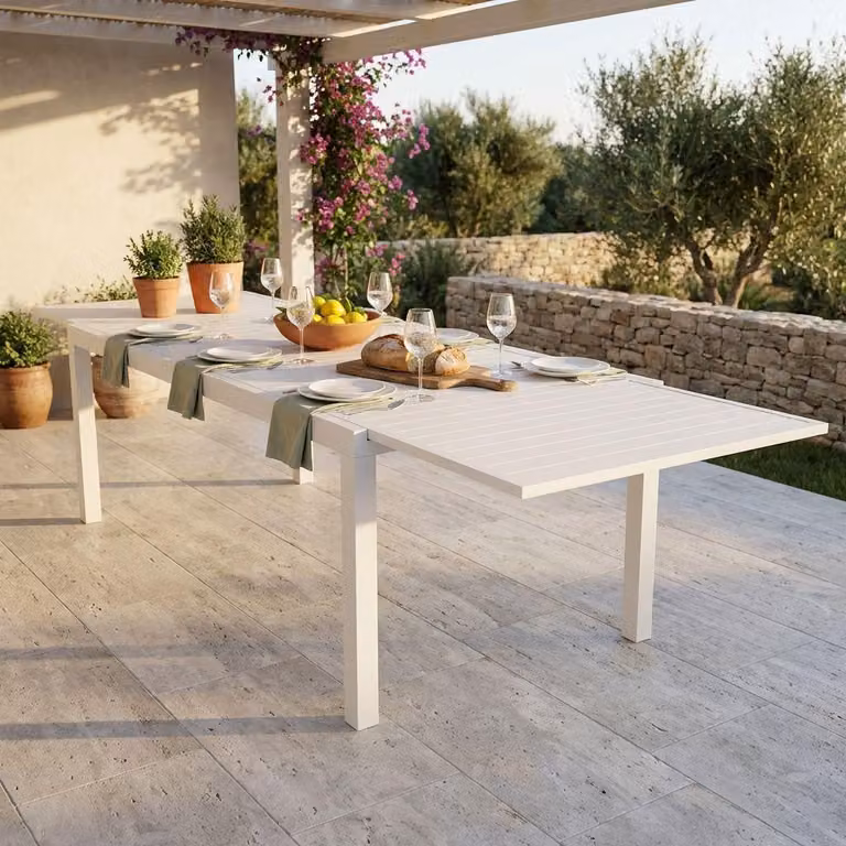 Milani Home - tavolo da giardino allungabile, alluminio, 10 posti, tortora, piano 200 x 100 cm