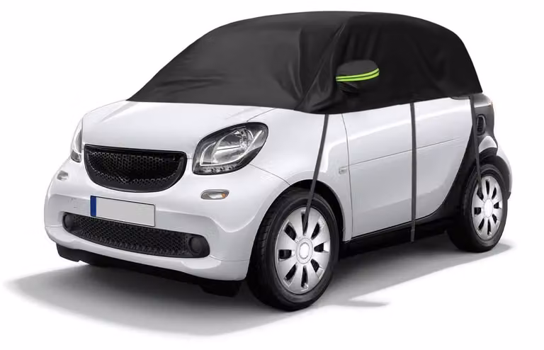 Copertura impermeabile per auto, adatta a garage parziali, per Smart Fortwo dal 2006 al 2025, colore nero