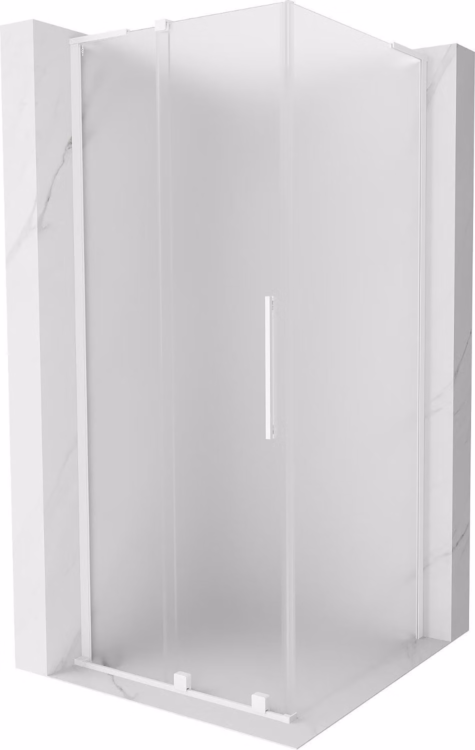 Mexen Velar L cabina doccia scorrevole 100 x 100 cm, smerigliata, bianca - 871-100-100-33-20