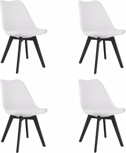 Sedia Valora in ecopelle e legno di faggio per soggiorno e sala da pranzo, disponibile in bianco o nero
