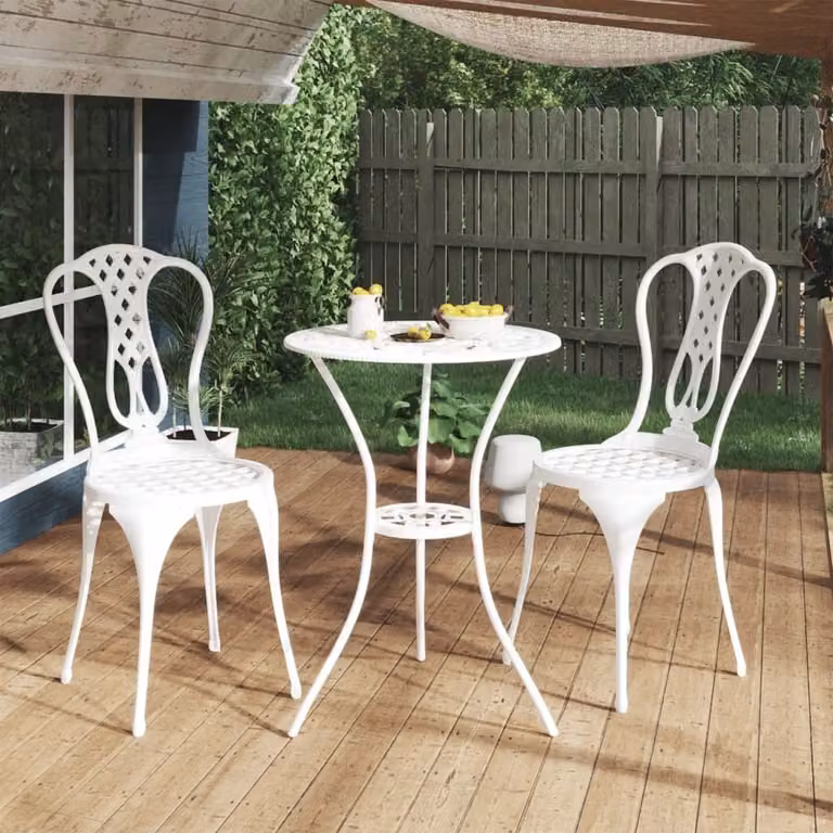 Maison Exclusive - Set da bistrot 3 pezzi in fusione di alluminio bianco