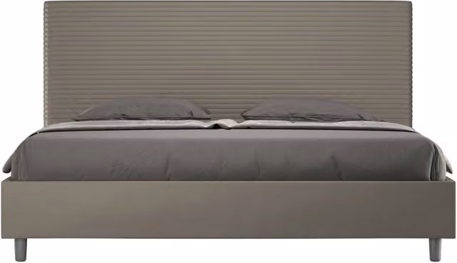 Letto matrimoniale king size senza rete imbottito 190x210 similpelle cappuccino Focus
