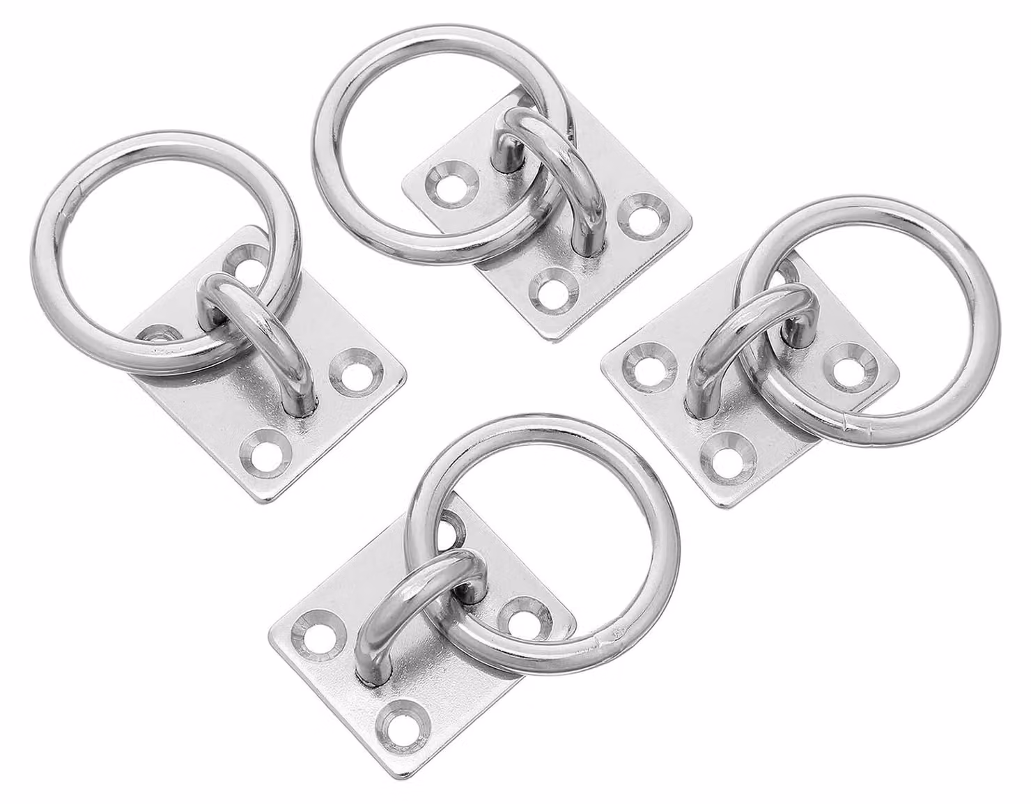 4 ganci a occhiello in acciaio inossidabile M5 per montaggio a soffitto e a parete, con base quadrata, resistenti alla corrosione, adatti sia per interni che per esterni, con una capacità di carico fino a 136 kg