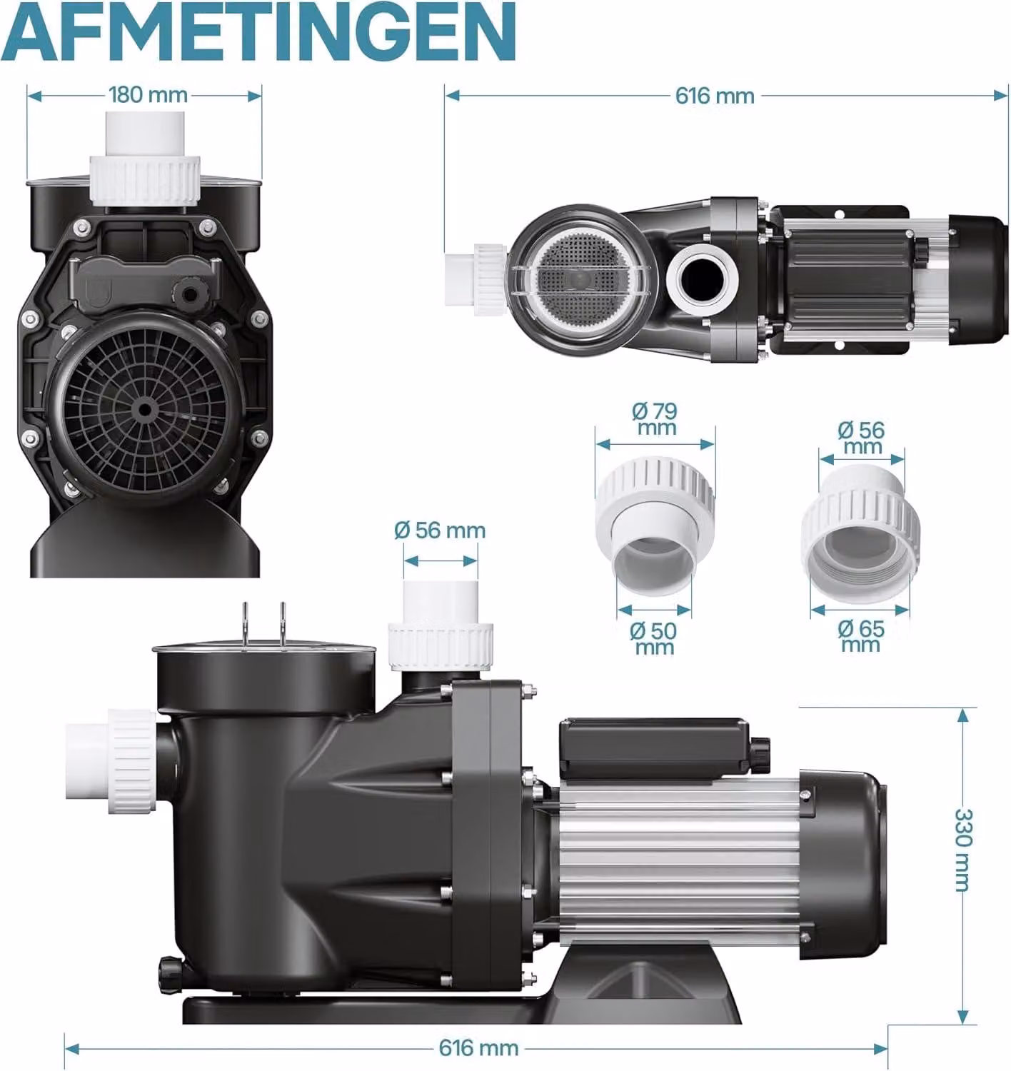 Pompa per piscina da 1500 W, pompa per piscina con una portata di 33600 l/h, pompa filtro per piscina con un'altezza di sollevamento di 18 metri, pompa di circolazione per filtro dell'acqua