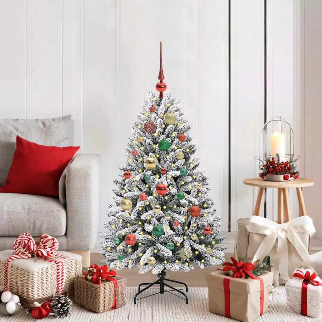 Albero di Natale artificiale moderno vidaXL verde con 150 LED bianco caldo, Altezza: 120 cm