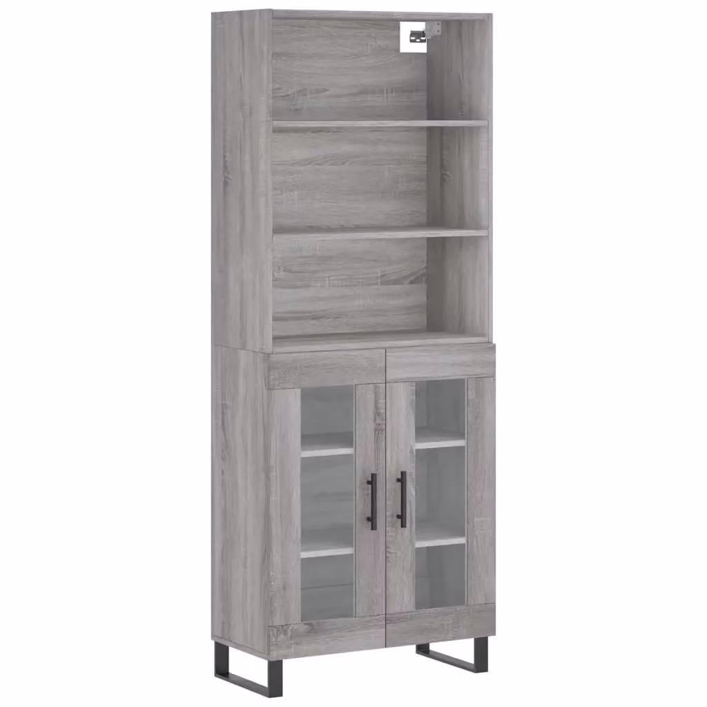 Credenza moderna vidaXL in legno e metallo grigio L: 69,5 cm, P: 34 cm, H: 180 cm – 2