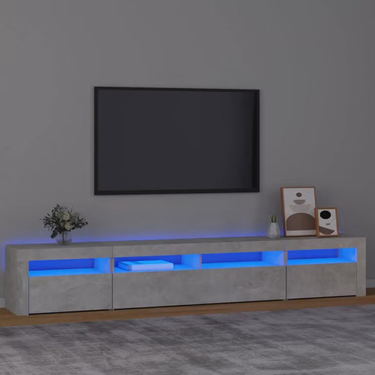 vidaXL Mobile Porta TV Moderno con Luci LED Integrate Grigio Cemento L: 240 cm, P: 35 cm, H: 40 cm