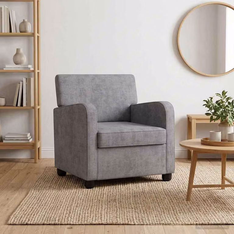 Poltrona lounge moderna vidaXL in tessuto grigio con braccioli