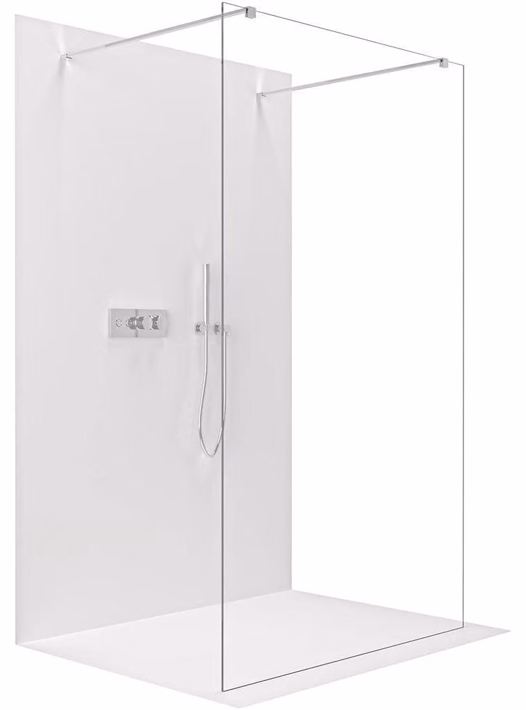 CERANO - Box doccia Walk-in Onyx Duo L/P - 8 mm - montante squadrato - cromato, vetro trasparente - 120x200 cm