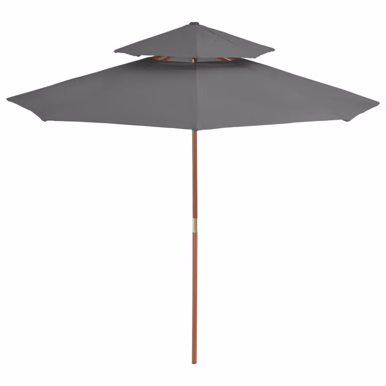 vidaXL Ombrellone con ventilazione e asta in legno 270 cm antracite