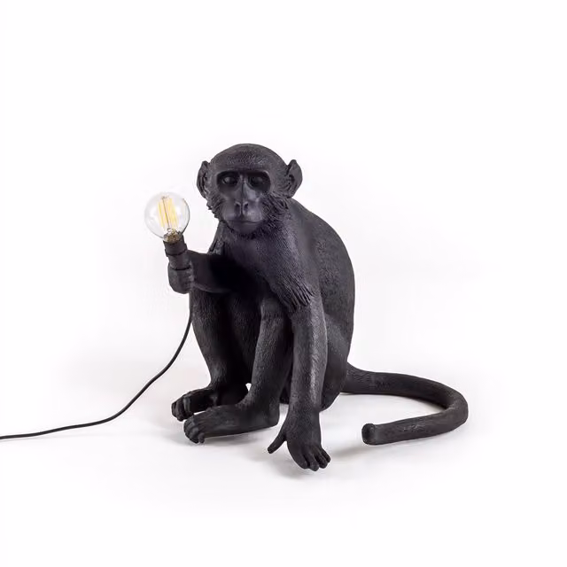 Lampada da terra Monkey Sitting Seletti in bianco o nero