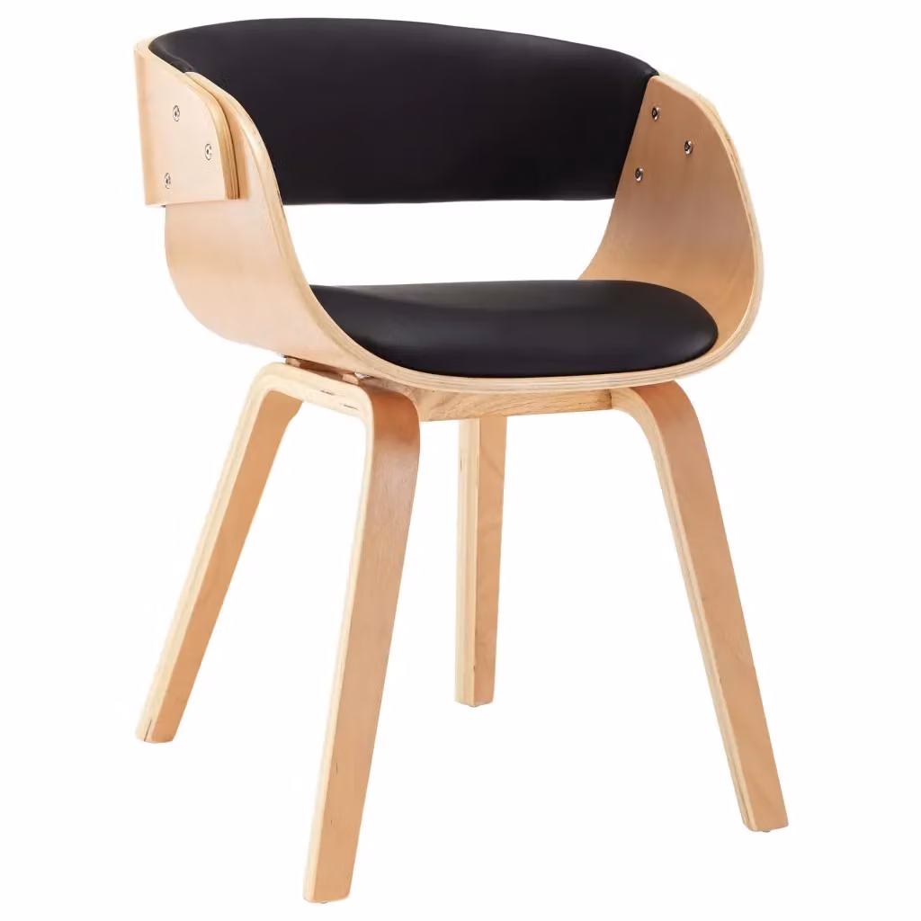 Sedia da Pranzo Moderna vidaXL in Legno e Similpelle Nera e Marrone – 2