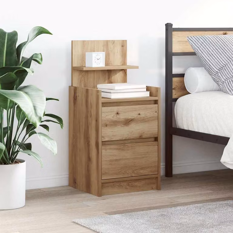 Set di 2 comodini vidaXL con 2 cassetti in stile moderno, colore marrone rovere, L 38 cm x P 34 cm x H 80 cm