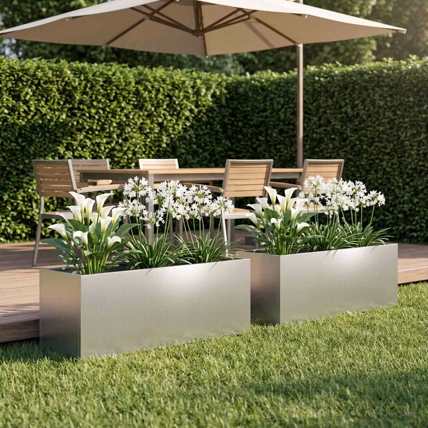 Set di 2 vasi da giardino vidaXL in acciaio zincato argento H 80 x L 30 x P 30 cm