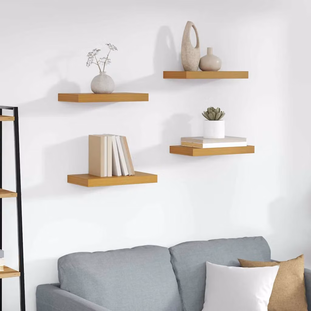 Set di 4 Scaffali da Parete vidaXL in MDF Beige L 40 x P 23,5 x H 3,8 cm