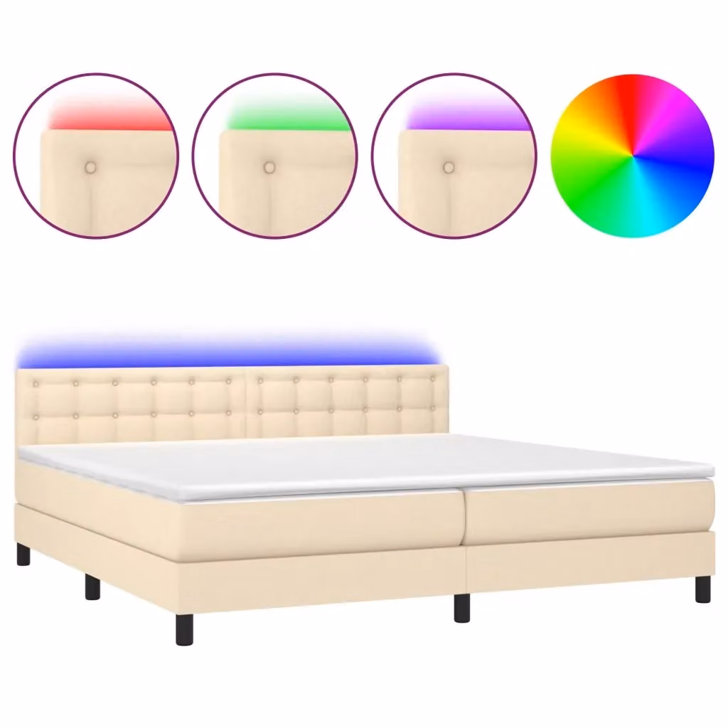Letto Ibrido con Materasso e Illuminazione LED vidaXL in Tessuto Bianco e Beige L/P: 200 x 200 cm – 2