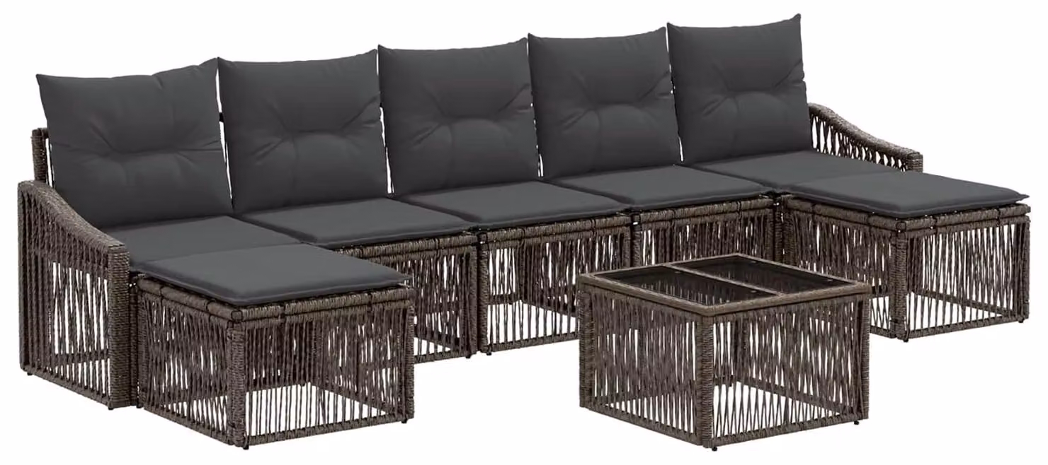 Set Divano da Giardino 8 pcs Grigio polyrattan