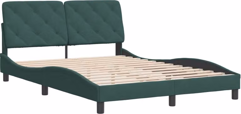 Giroletto senza Materasso Verde Scuro 140x200 cm in Velluto