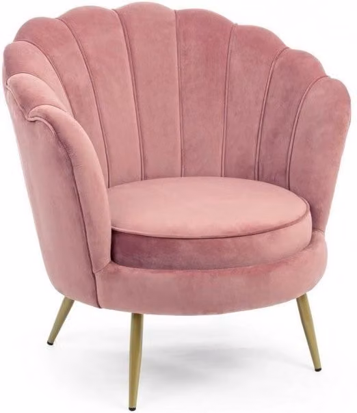 Poltrona Giliola in Tessuto effetto Velluto Rosa