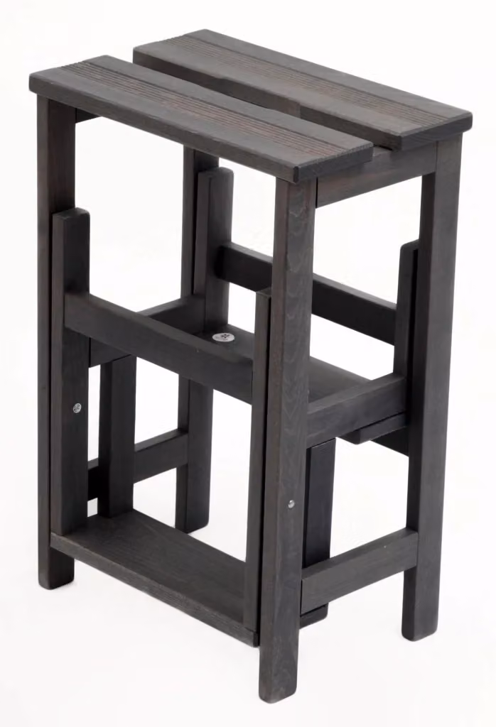 Sgabello Scaletta GIORDANOSHOP in Legno di Faggio Grigio L: 60 cm, P: 40 cm, H: 46 cm – 2