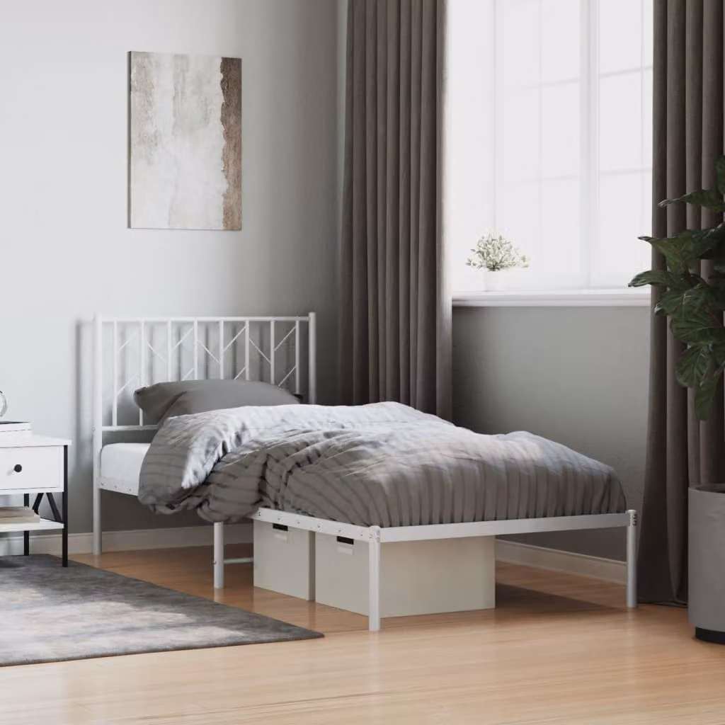 vidaXL Giroletto con Testiera in Metallo Bianco 90x190 cm